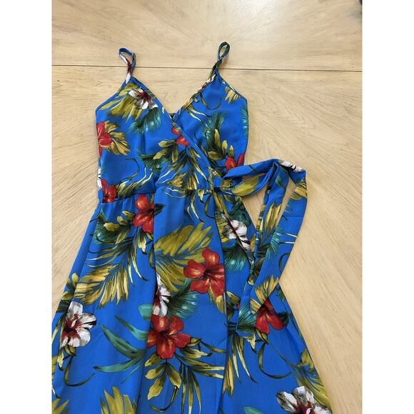 Wedding Guest Summer Dress Wrap Maxi Tropical Hawaiian Ruffles Beach Romantic S - Picture 1 of 5